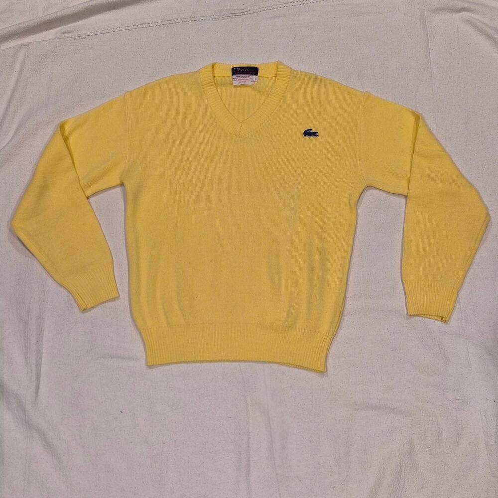 Izod Lacoste V-Neck Sweater Yellow Size 16 Kids Womens XS Preppy Golf